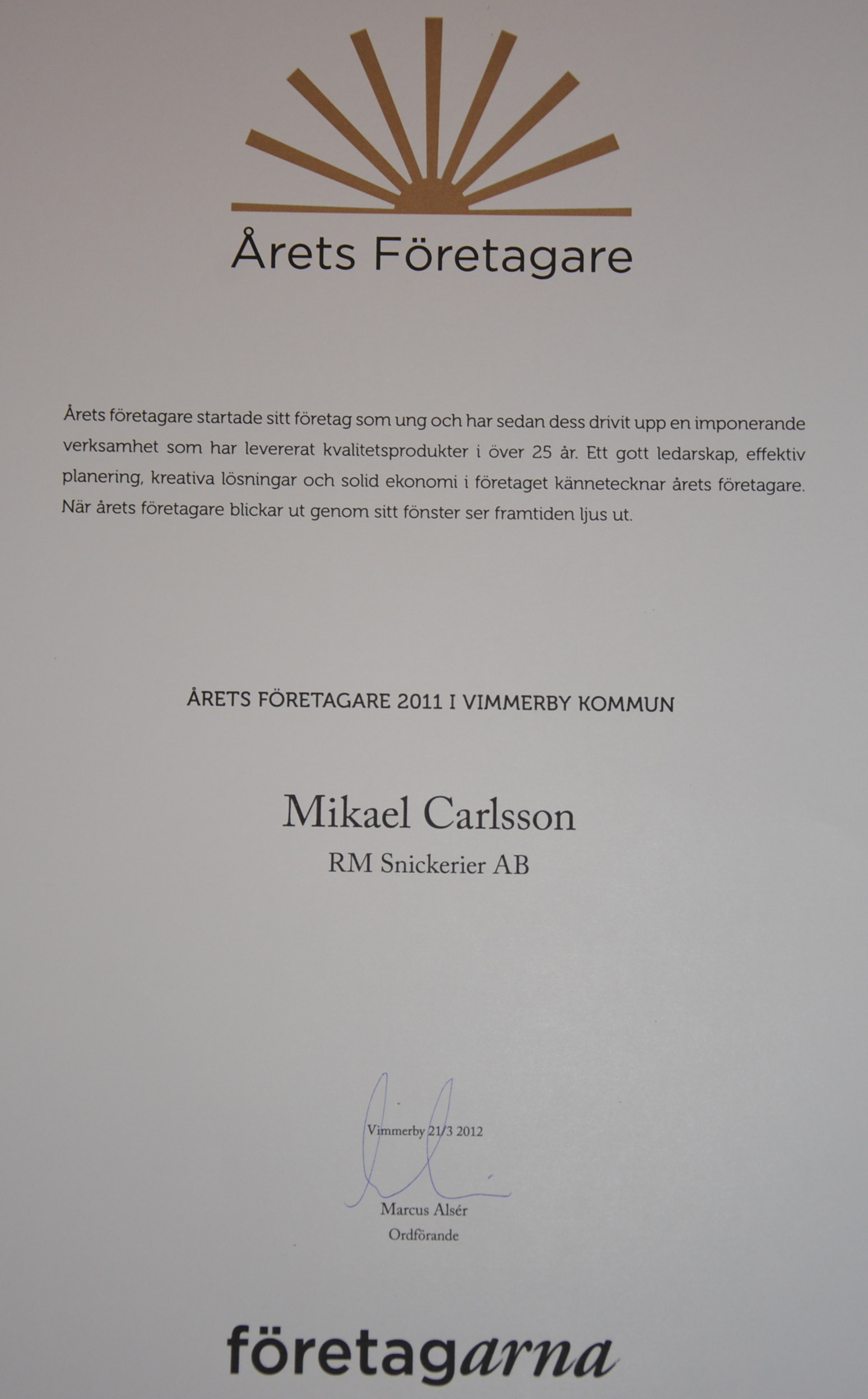 Diplom &aring;rets f&ouml;retagrare